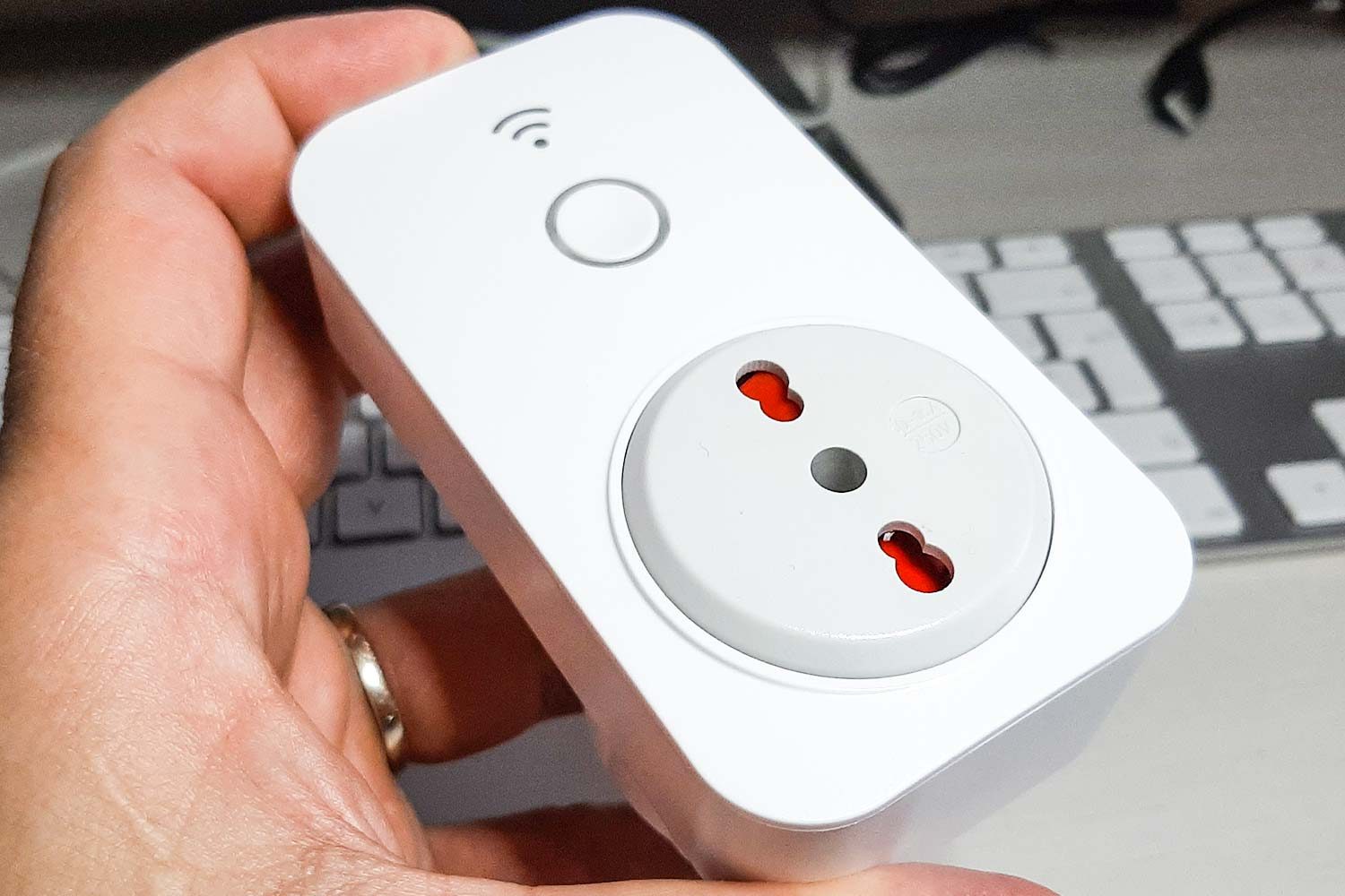 Dettaglio della presa sulla smart plug di Meross