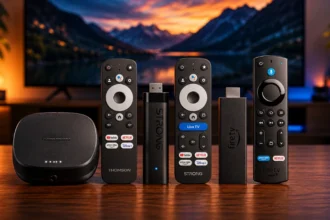 Confronto tra Fire TV Stick 4K Max, STRONG LEAP-NOVA-X, Thomson Streaming Box 270 Plus e Google TV Streamer nella guida ai migliori streaming box del 2026.