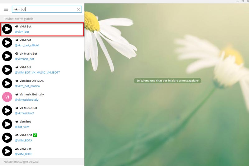 Nome del bot per scaricare musica offline sul vostro dispositivo