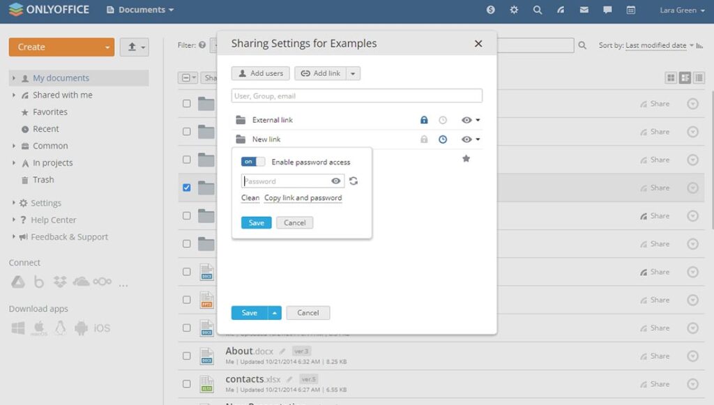 Condivisione cartelle su ONLYOFFICE Workspace 12.5