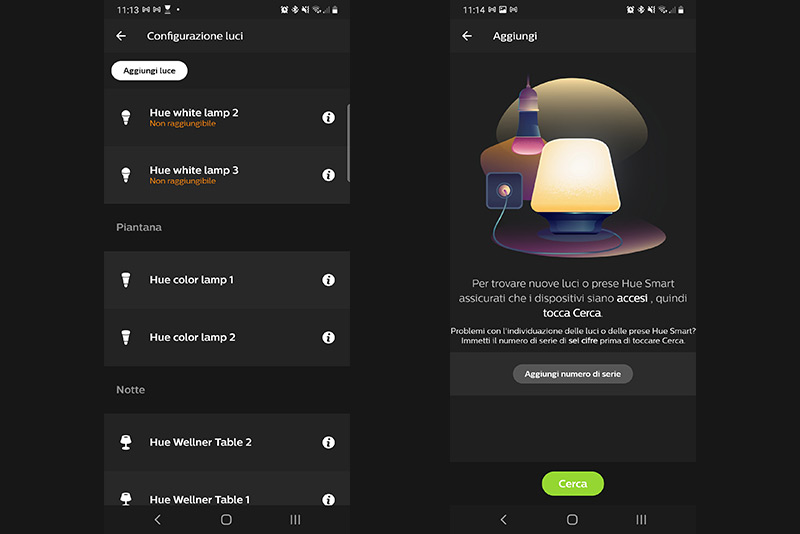 Puoi aggiungere luci al tuo sistema Philips Hue anche con il numero seriale.