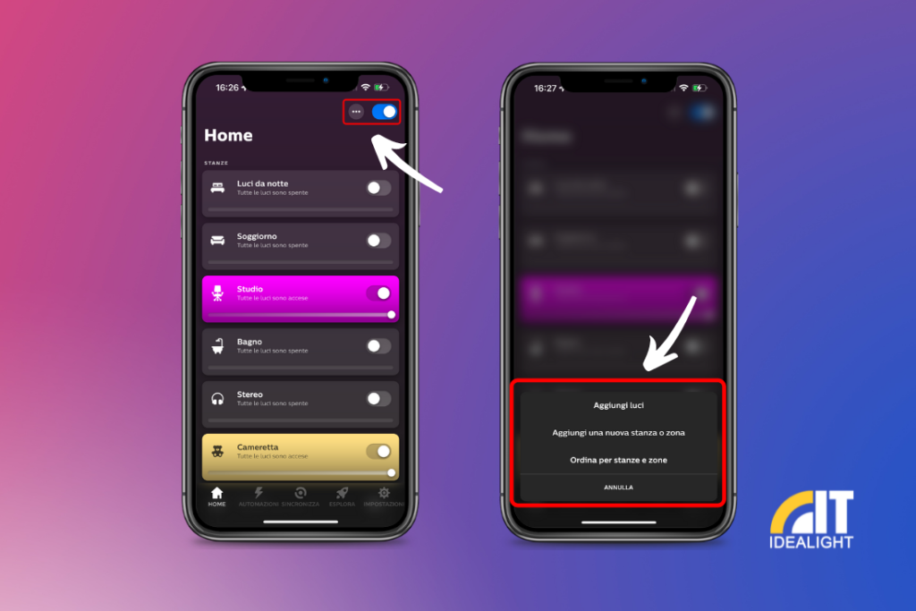 Aggiungere una stanza in Philips Hue