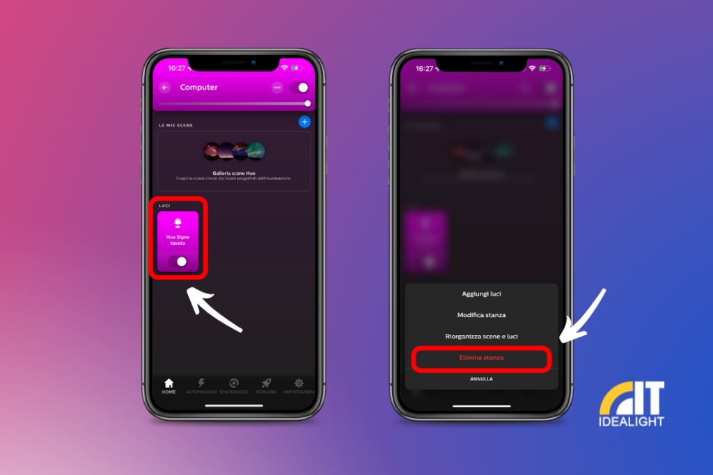 Eliminare una stanza Philips Hue