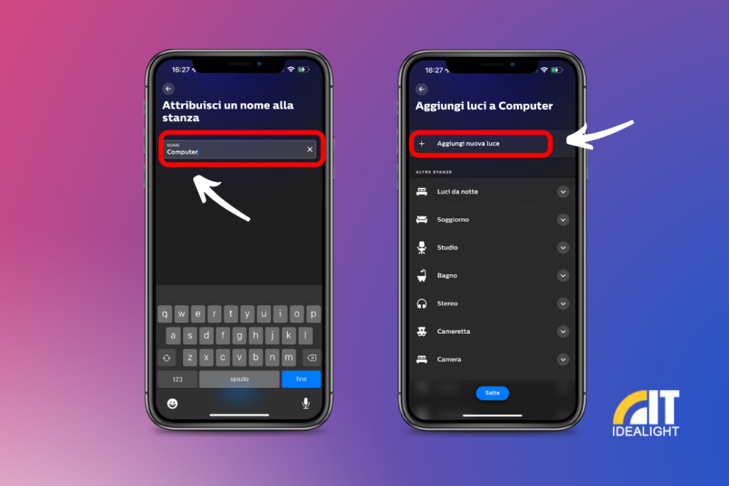 Personalizzazione stanze in Philips Hue