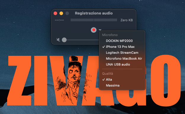 Audio da iPhone su QuickTime.