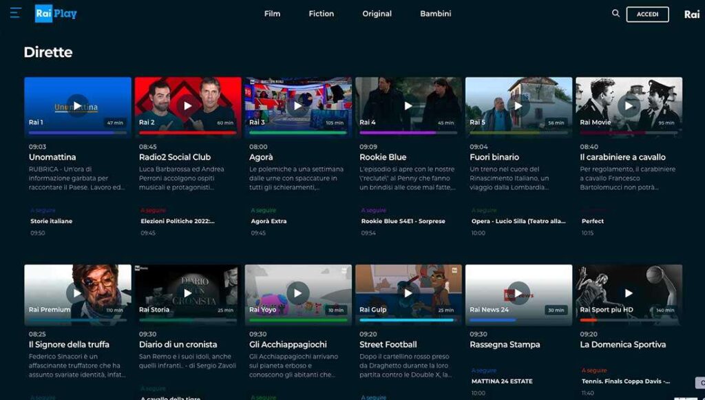 Rai Play dirette TV