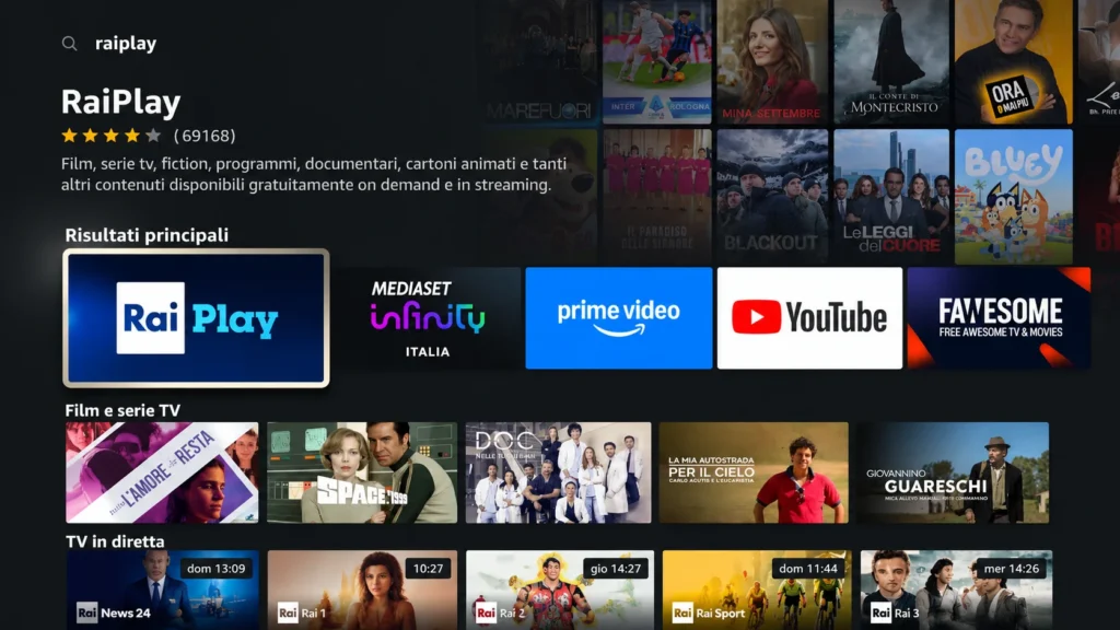 App RaiPlay disponibile su Fire TV Stick