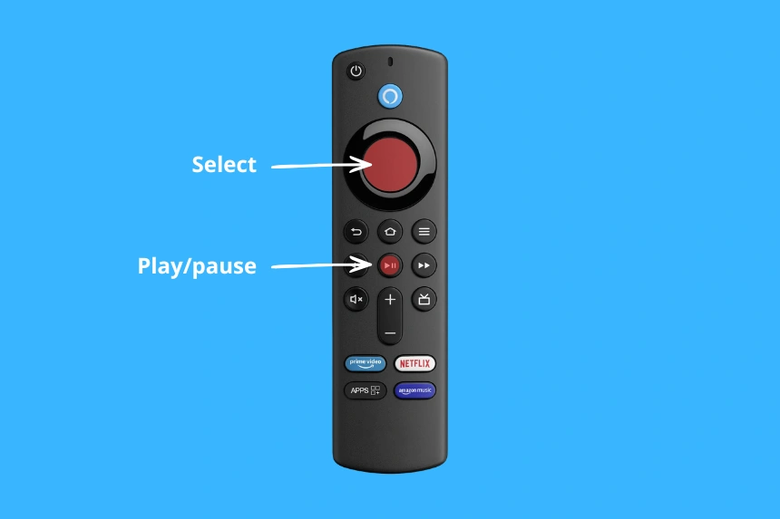 Procedura per riavviare la Fire TV Stick con il telecomando.