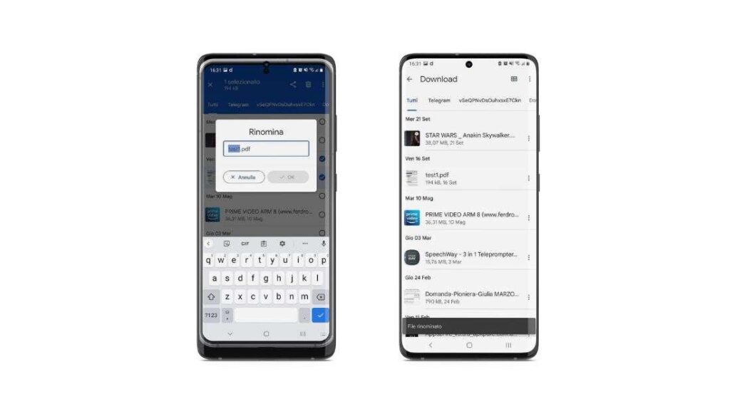 Rinominare file su Android