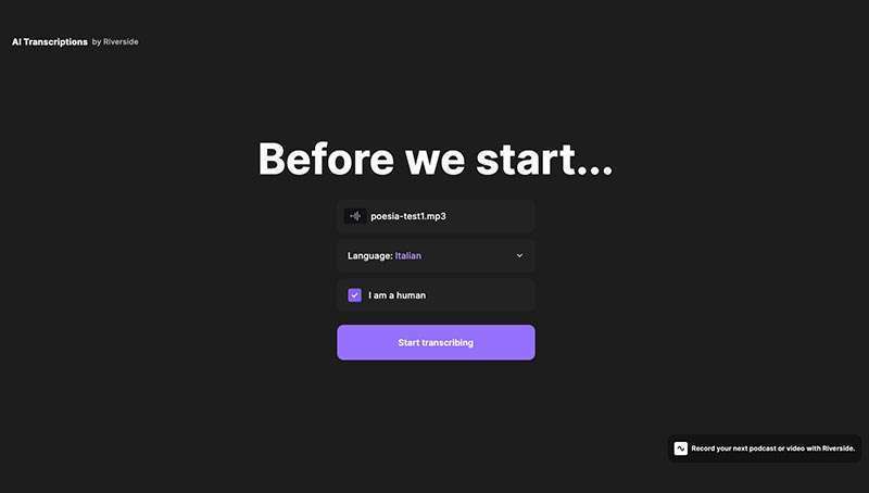 Riverside.fm Trascription start transcription Riverside.fm Trascription start transcription
