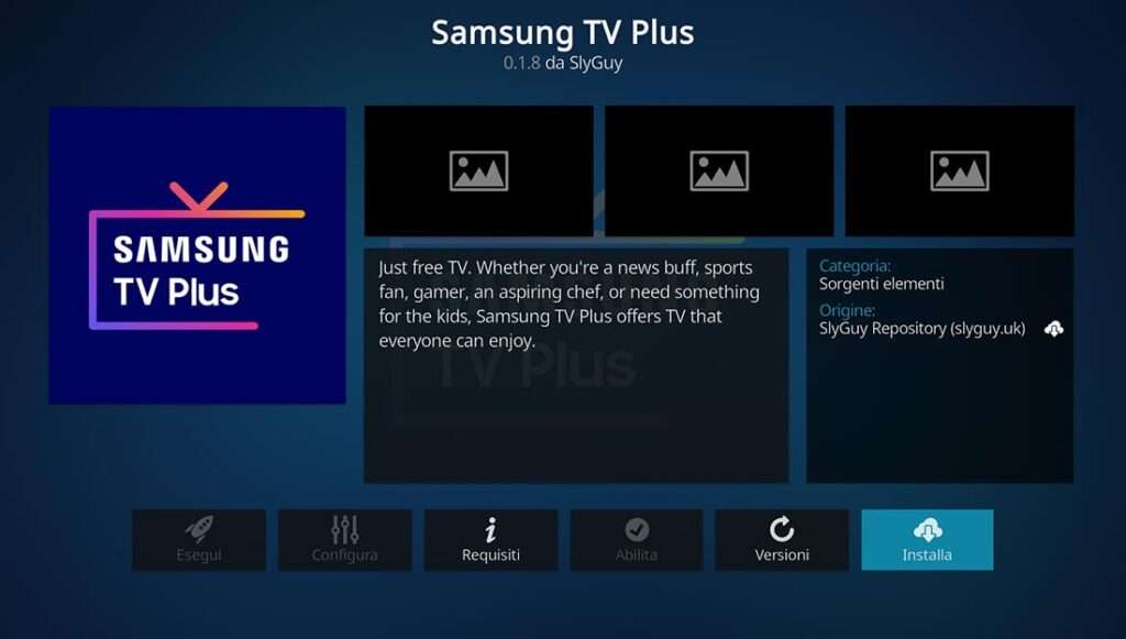 Installa Samsung TV Plus su Kodi