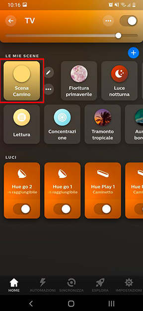 Scena camino trascinata in home page