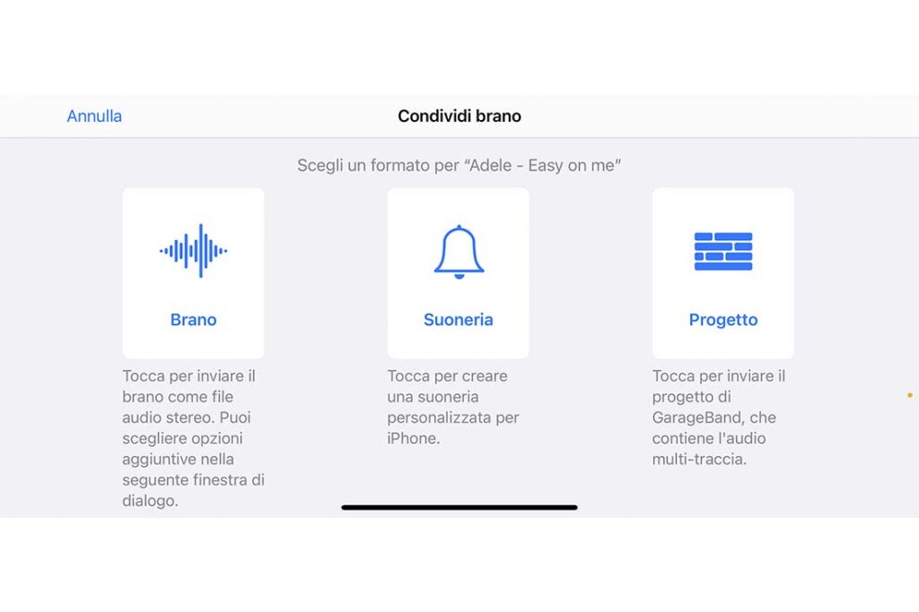 Esportazione come suoneria in Garageband