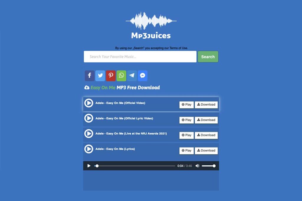 schermata home mp3juice