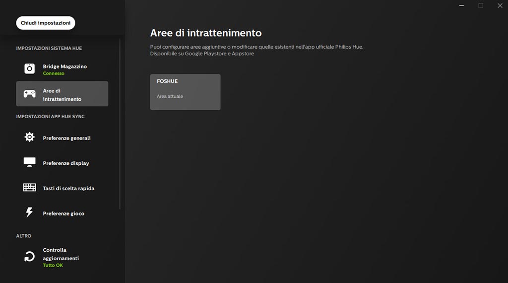 Hue Sync Area di intrattenimento