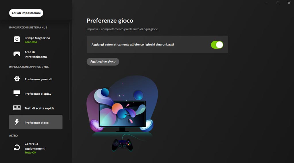 Hue Sync preferenze gioco