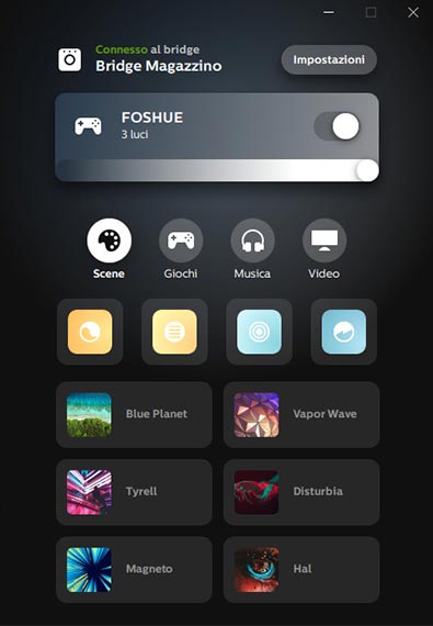 Schermata Philips Hue Sync Video