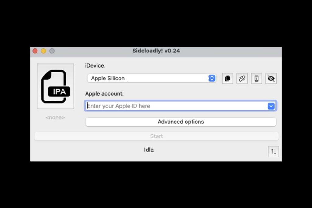 Schermata Sideloadly app.
