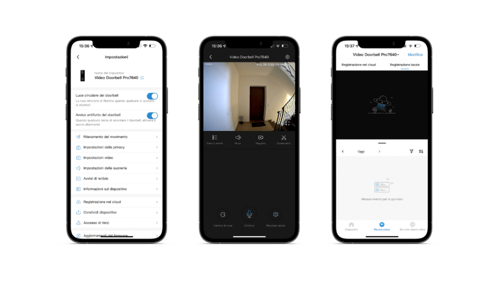 Schermate app ufficiale video campanello Schermate app Aosu