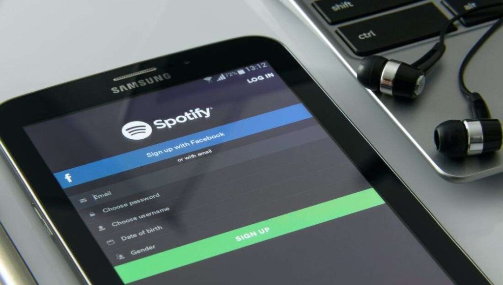 Schermata di accesso all'app Spotify