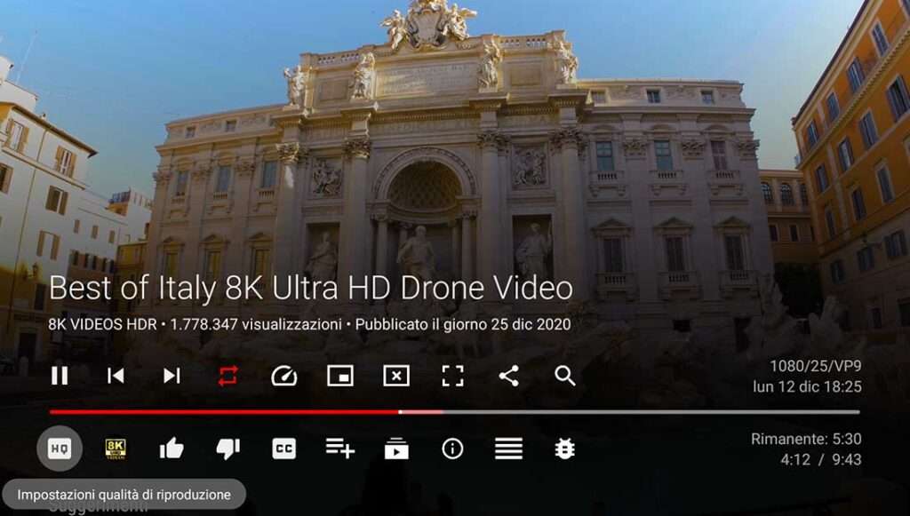 SmartTube Next schermata del player