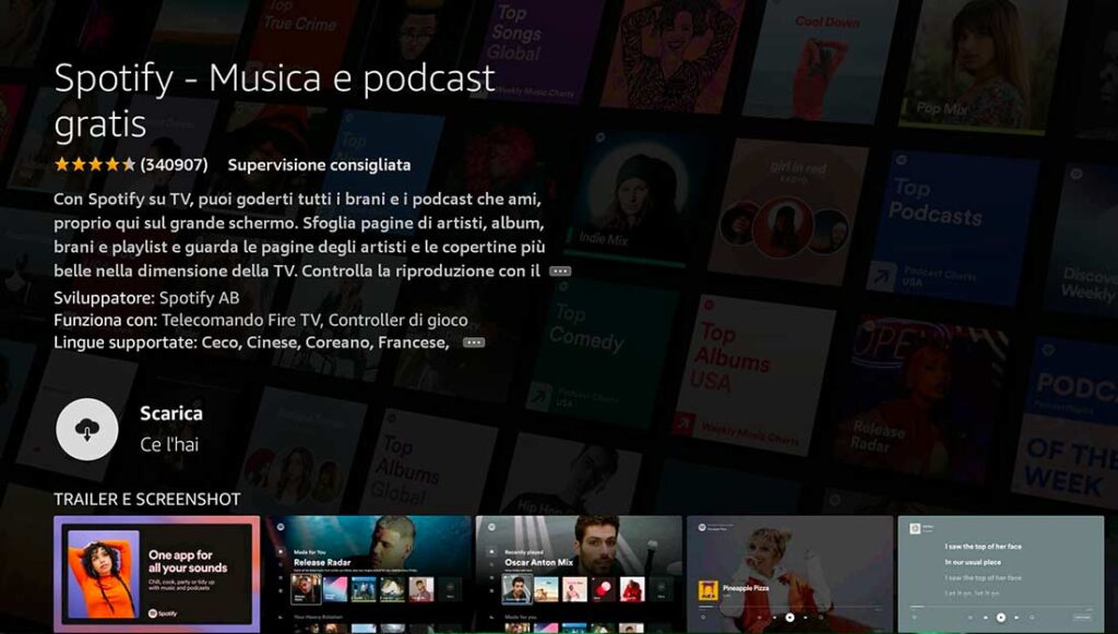 App Spotify per Fire TV