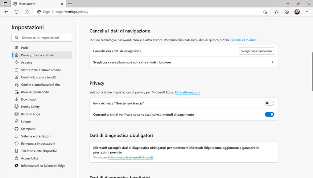 Cancellare cache Edge su PC