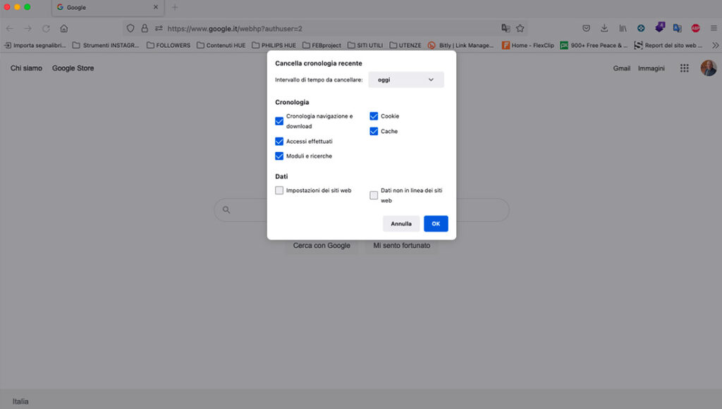 Cancellare cache Firefox su PC