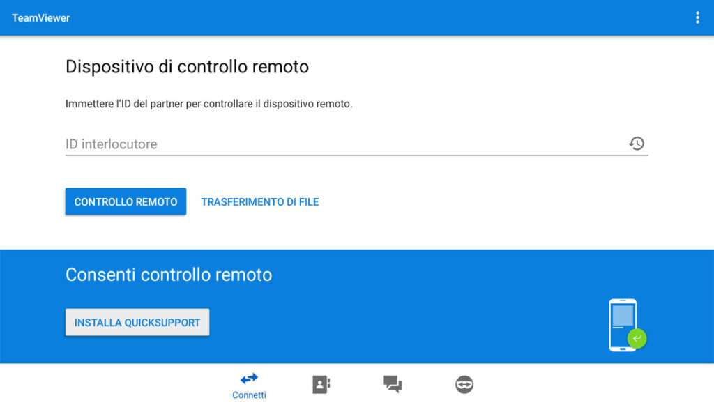 Schermata TeamViewer inserimento ID remoto