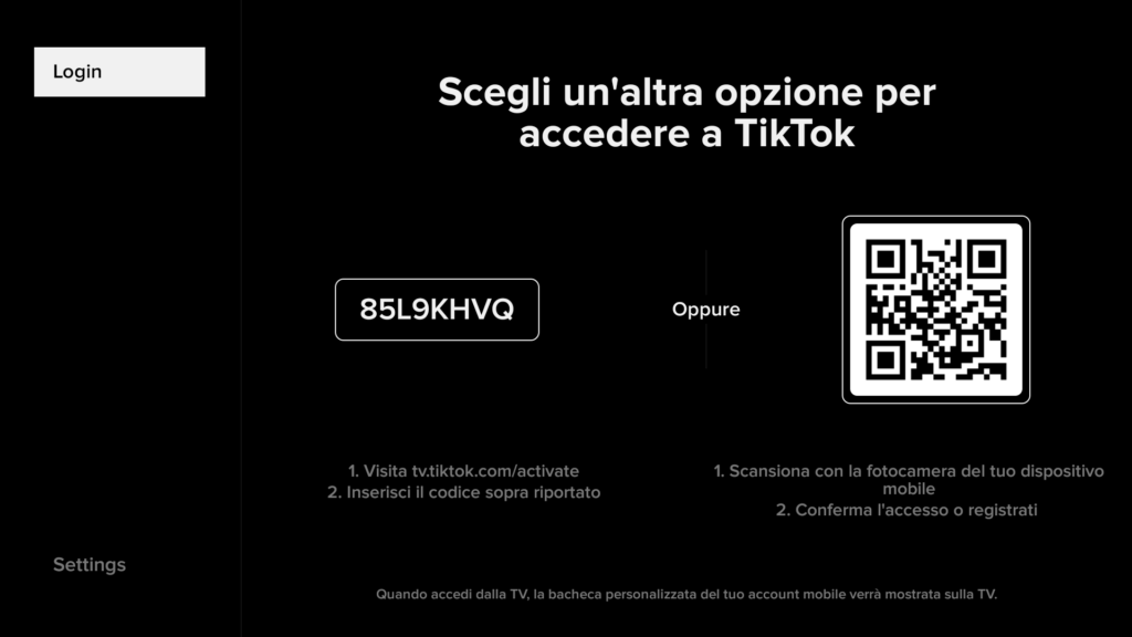 Pagina attivazione app TikTok Fire TV Pagina attivazione app TikTok Fire TV