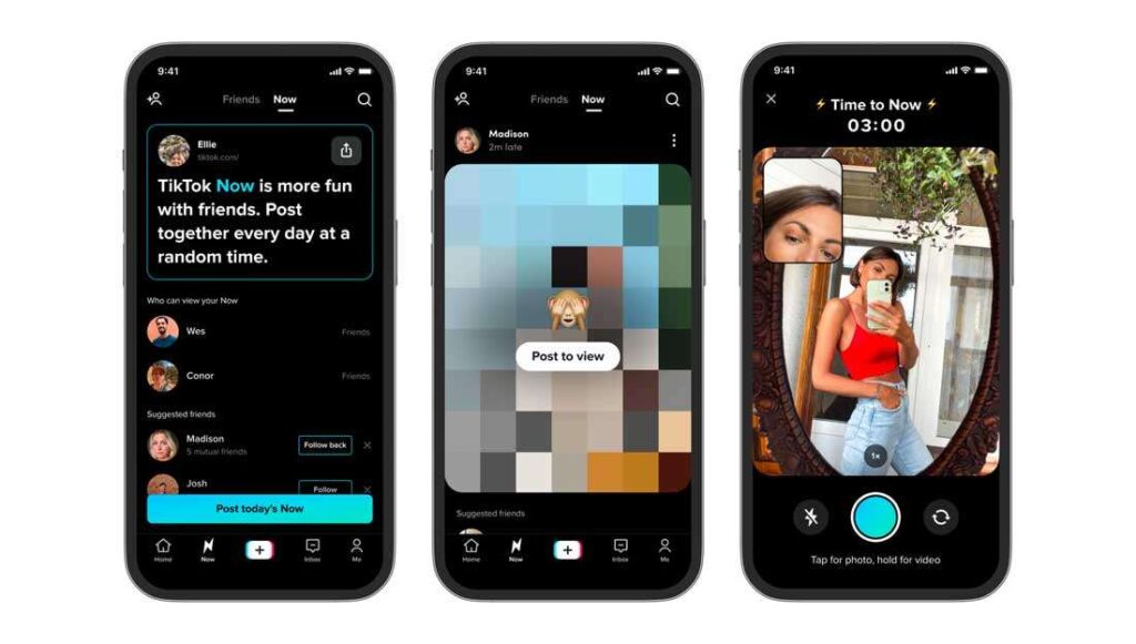 Schermate app TikTok Now