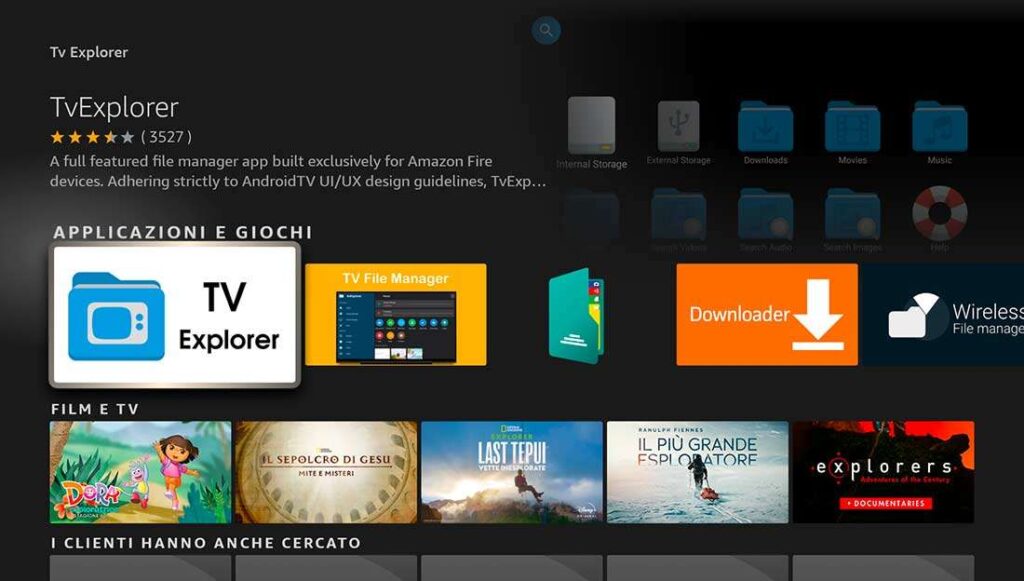 App TV Explorer per Fire TV