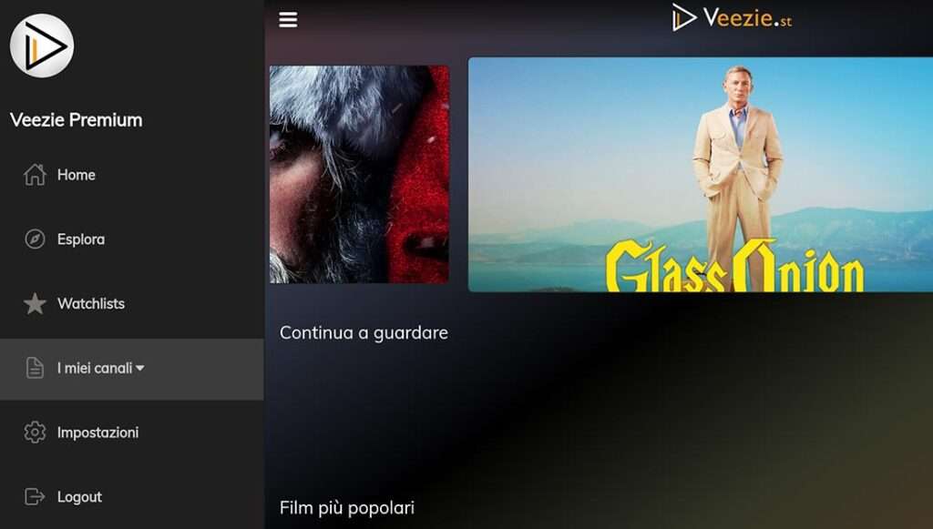 Sezione I miei canali su Veezie