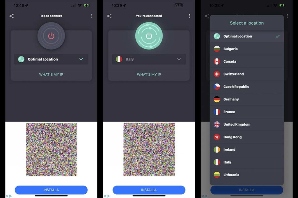 Schermate VPN Private App