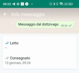 Schermata WhatsApp info messaggi