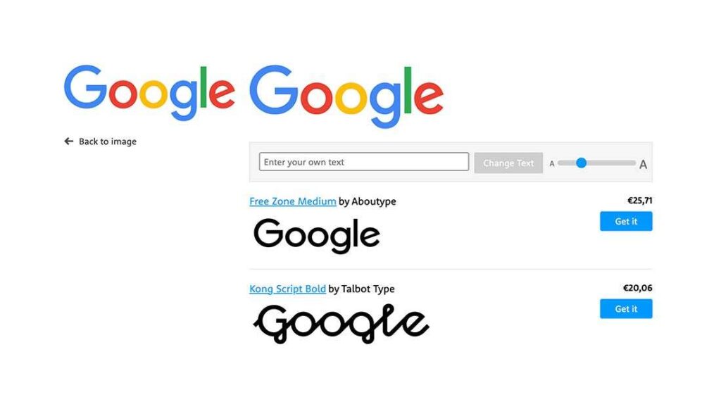 Esempio di font simili scovati da WhatTheFont