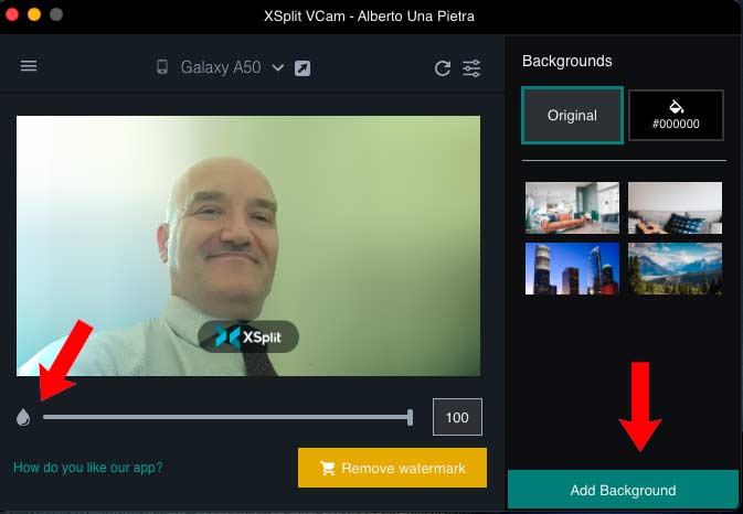 Effetto sfocato su XSplit VCam
