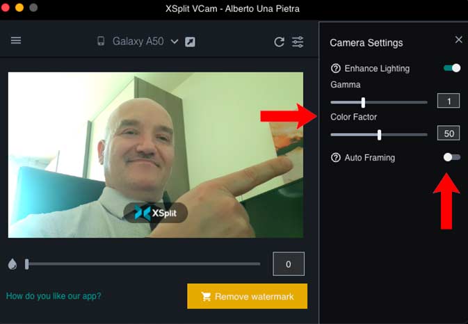 XSplit VCam oratore sempre in primo piano