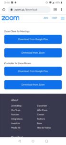 Schermata di download Zoom da Android