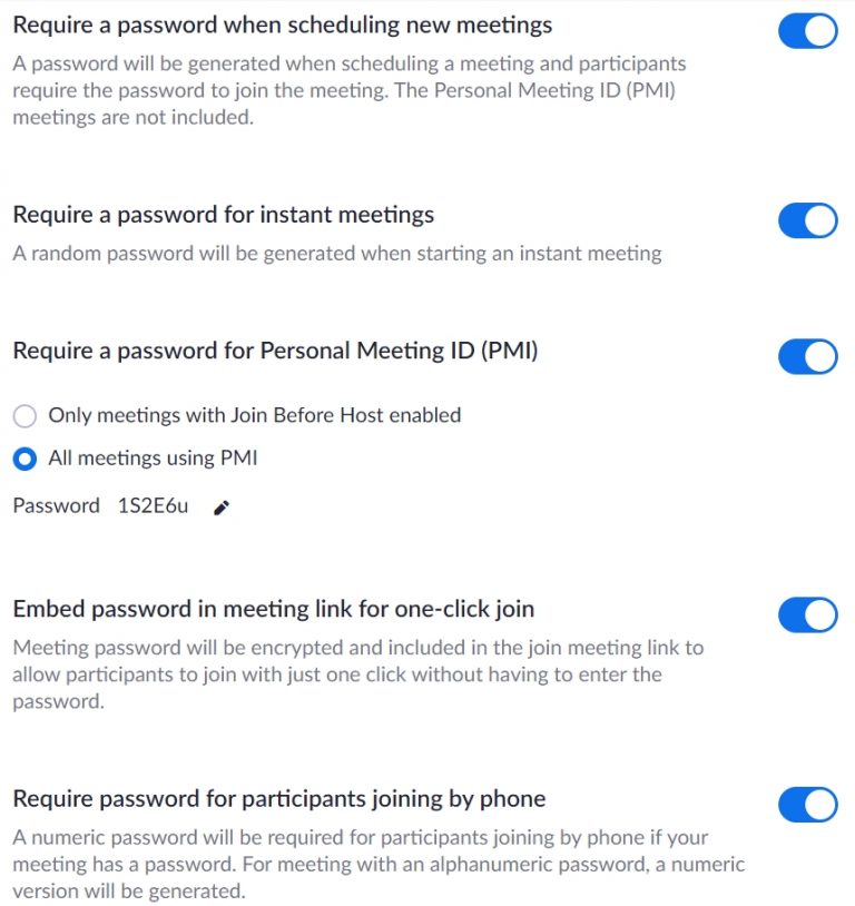 Impostazione di una password su Zoom